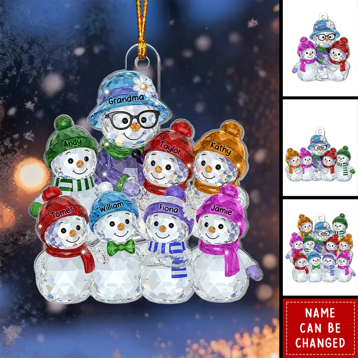 Grandma Hugging Grandkids Pattern Crystal - Personalized Acrylic Ornament