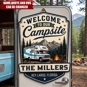 Welcome To Our Campsite - Personalized Wood Sign