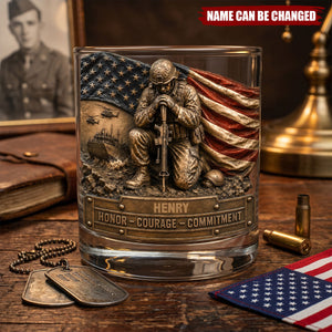 Freedom & Honor Whiskey Glass Personalized Gifts For Veteran