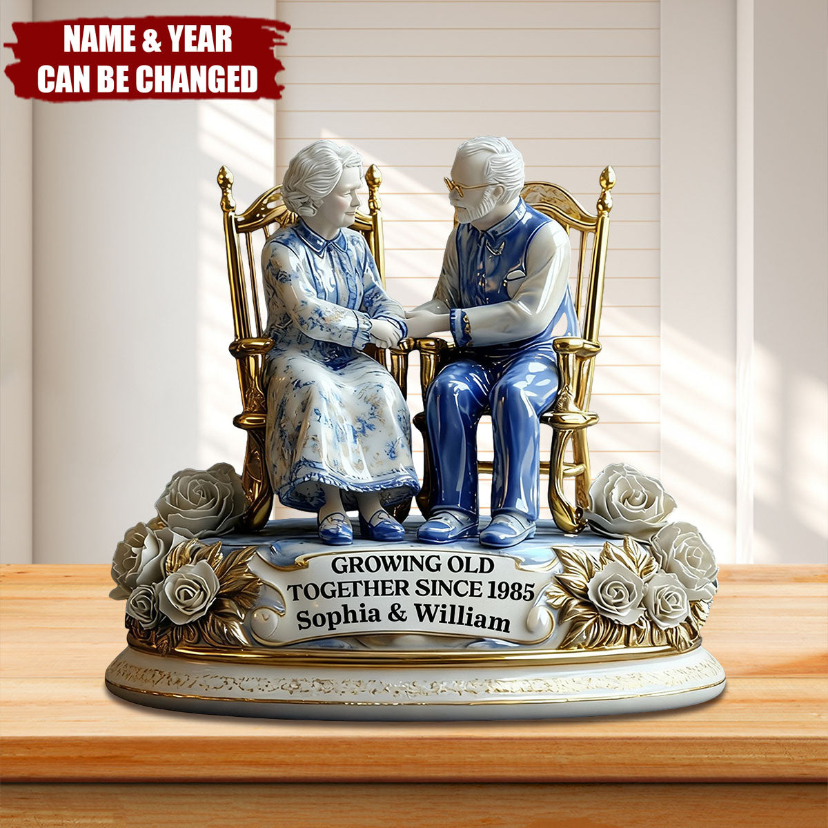 Growing Old Together - Personalized Couple Custom Shaped Acrylic Plaque