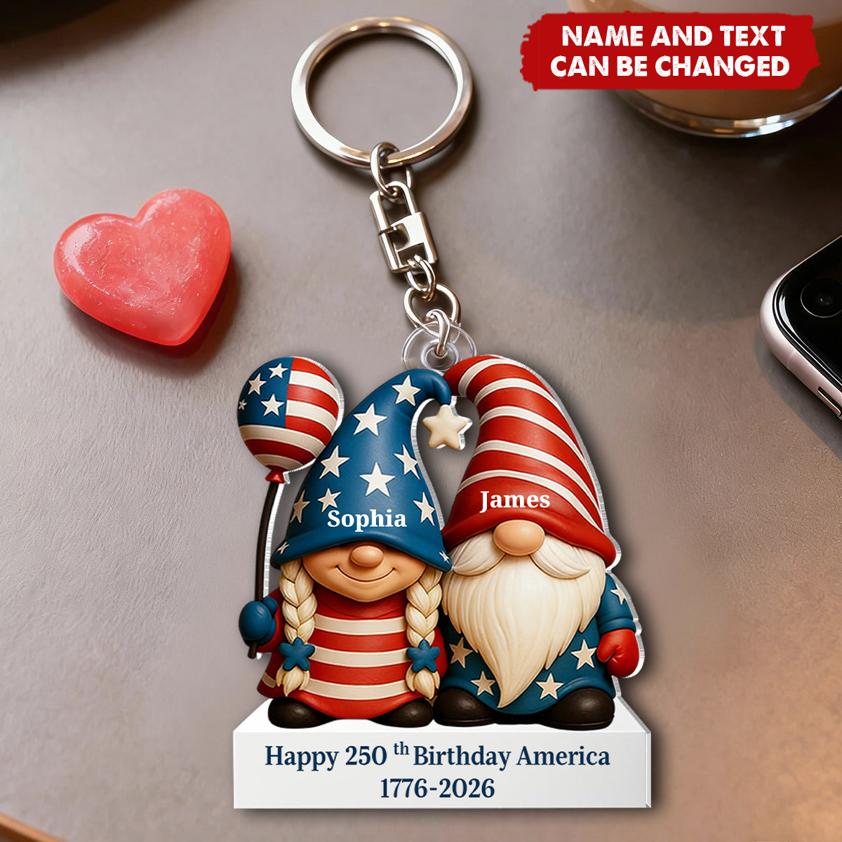 Our Love, America's 250th - Personalized Keychain