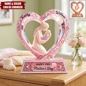 Elegant First Mother’s Day - Personalized Acrylic Plaque, Mom And Baby Keepsake