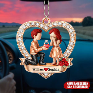 Couple Marriage - Personalized Acrylic Car Hanger, Gift For Couple, Anniversary Gift