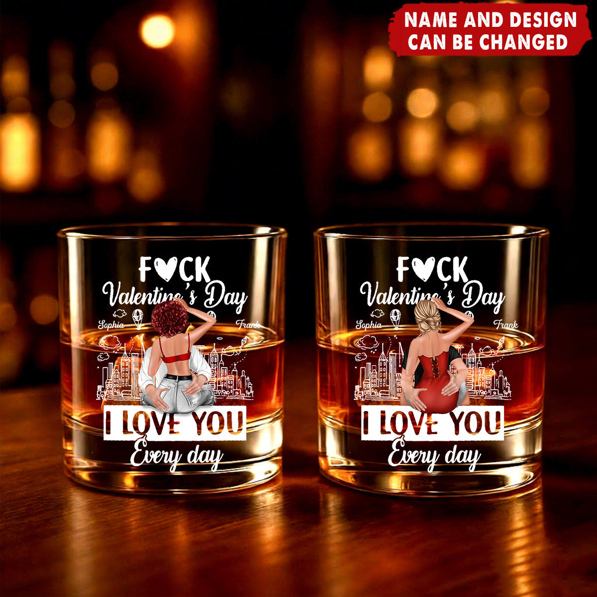 I Love You Every Day - Personalized Round Whiskey Glass