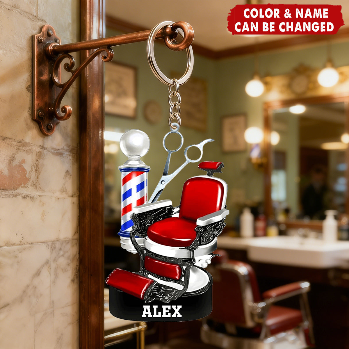 Custom Barber Chair Acrylic Keychain