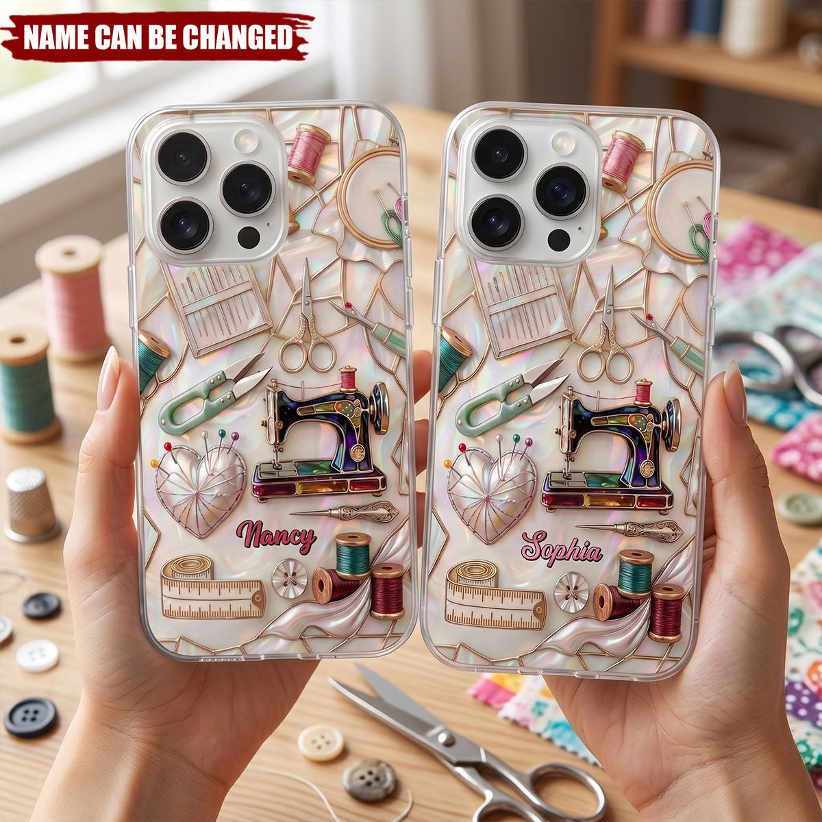 Handicraft Sewing Machine, Personalized Clear Phone Case, Gift For Mom