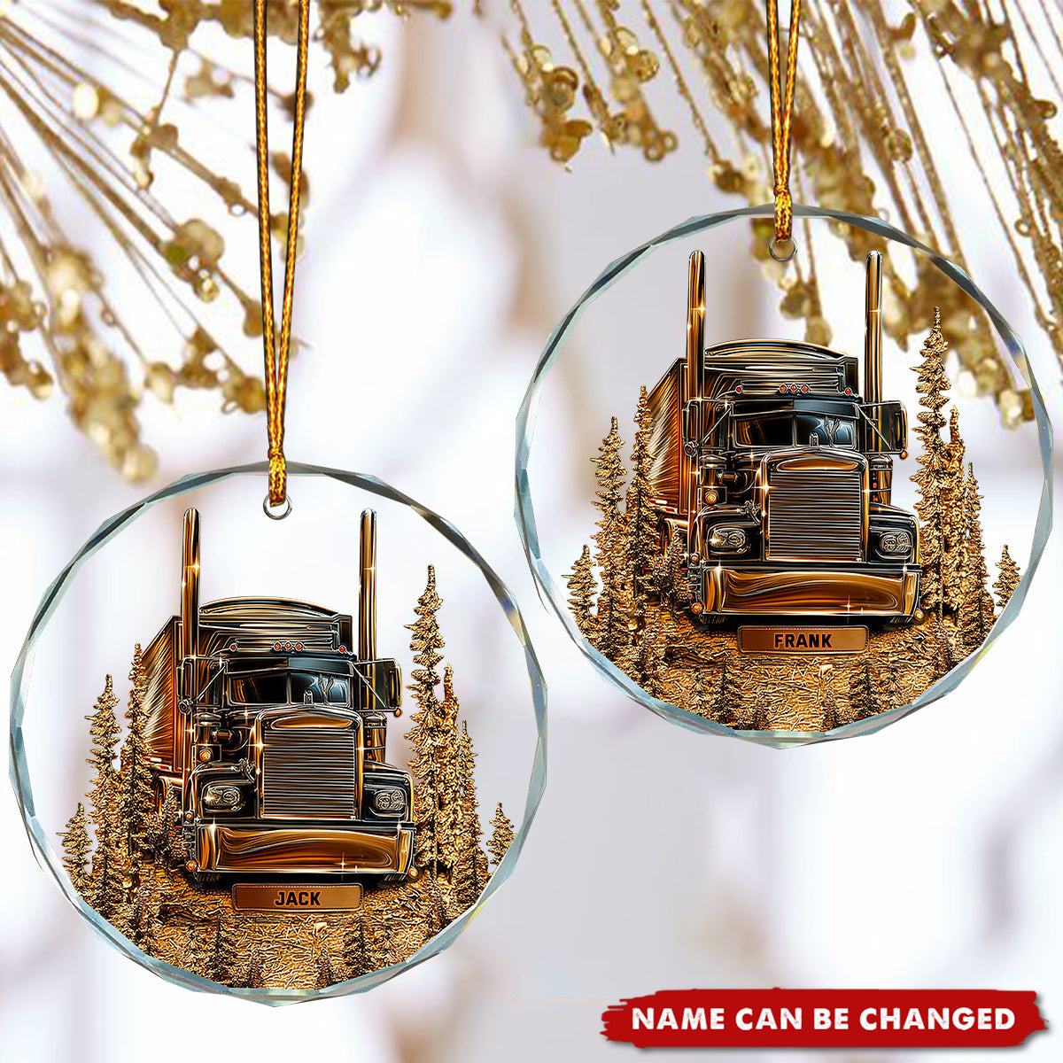 Best Truck Driver - Personalized Trucker Round Shaped Glass Ornament