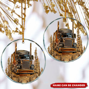Best Truck Driver - Personalized Trucker Round Shaped Glass Ornament