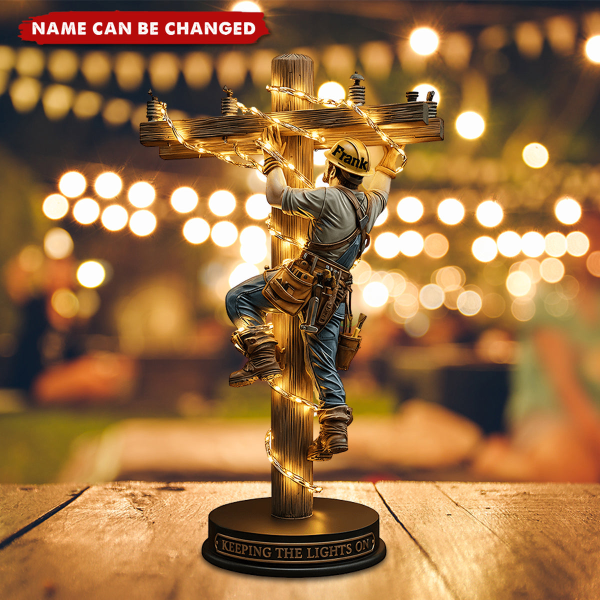 Keeping The Lights On - Personalized Lineman Custom Shaped Acrylic Plaque