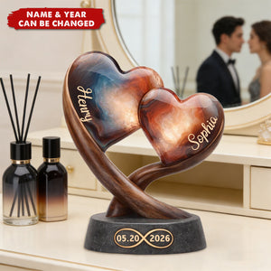 Personalized Couple Heart One Love Acrylic Plaque, Wedding Anniversary Gift For Couples