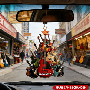 Electric Guitar Tree, Personalized Musician Acrylic Car Ornament