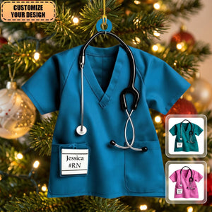 Personalized Nurse Scrub-shaped Ornament, Gift For Nurse Scrub Enthusiasts