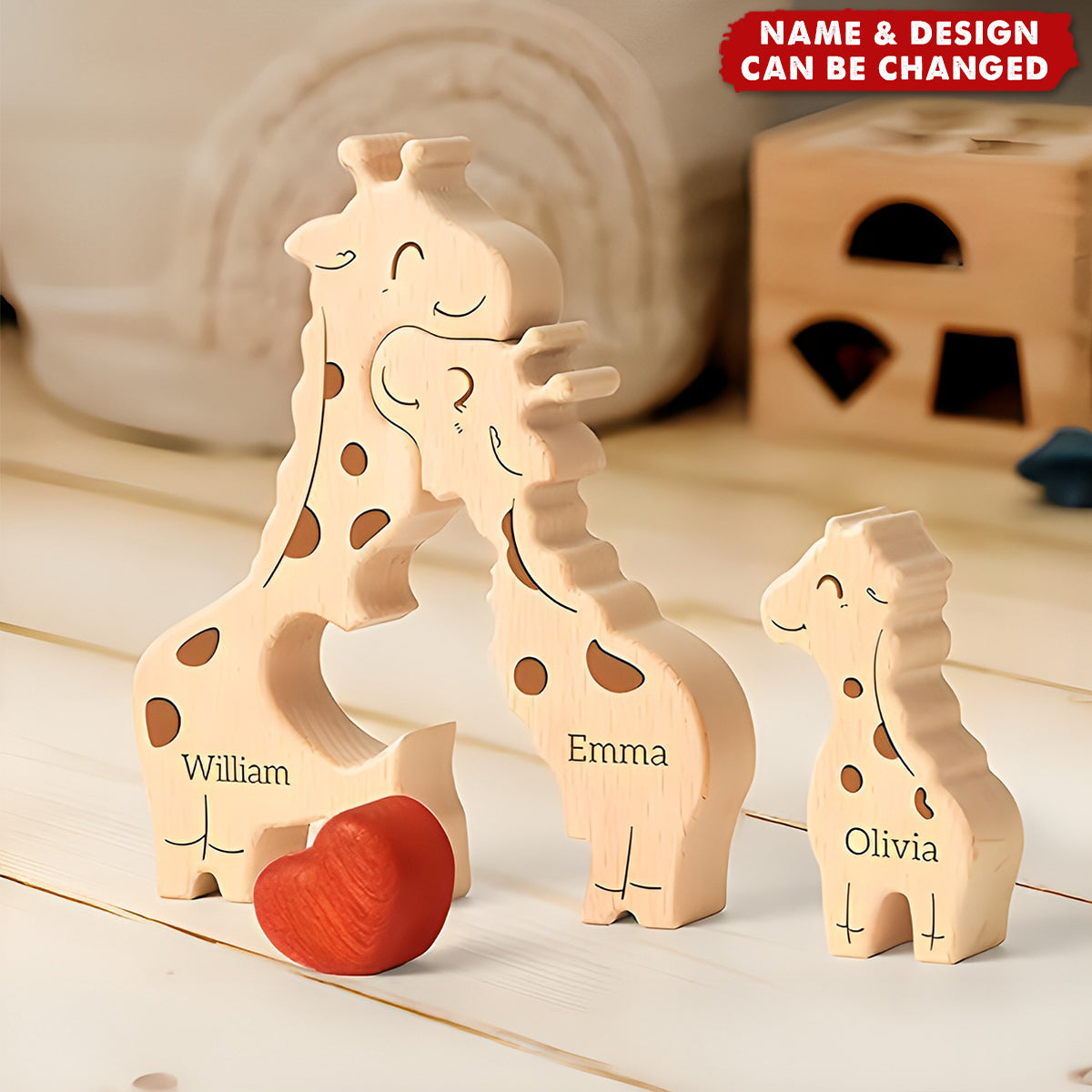 Happy Family - Personalized Family Shaped Wooden Puzzle