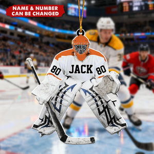 Custom Ice Hockey Acrylic Ornament, Personalized Christmas Tree Decor