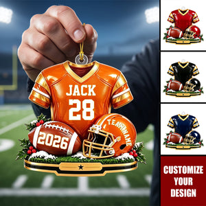 Personalized Football Christmas Ornament 2026, Custom Name & Number Helmet Keepsake