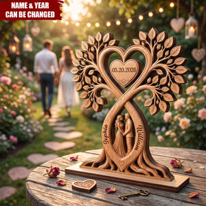 Custom 2-Layered Wooden Plaque - Personalized Anniversary Wedding Gifts For Husband And Wife