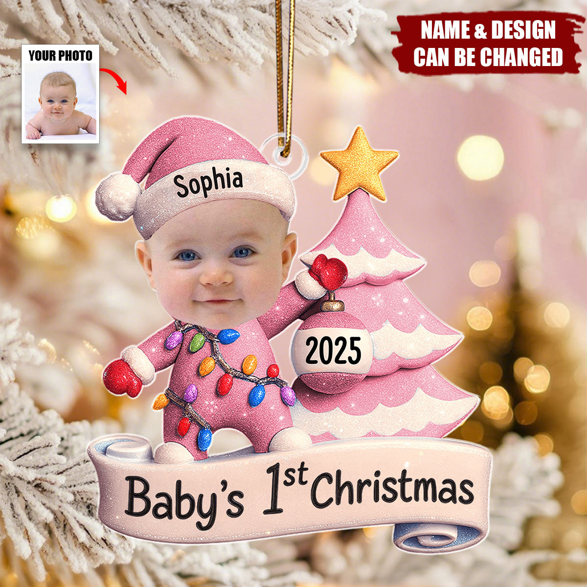 Baby's First Christmas - Personalized Acrylic Photo Ornament