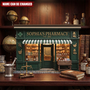 Personalized Pharmacy Store Sign, Custom Apothecary Shop Wooden Block