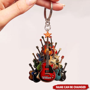 Electric Guitar Tree, Personalized Musician Acrylic Keychain