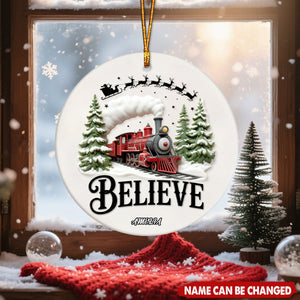 Believe North Pole Christmas Train Personalized Polar Train Ceramic Ornament