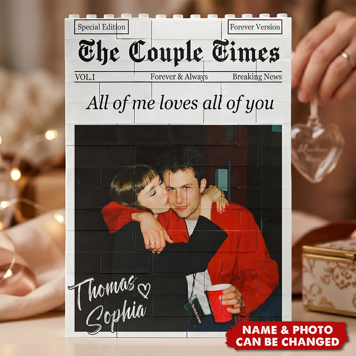 Custom Couples Photo Building Blocks, Gift For Couple