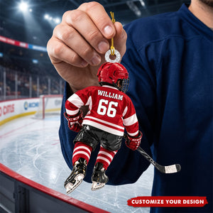 Personalized Acrylic Ice Hockey Ornament, Gift For Hockey Lovers