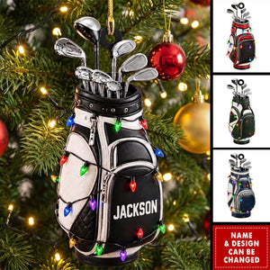 Personalized Golf Ornament, Custom Name Golf Backpack Christmas Gift