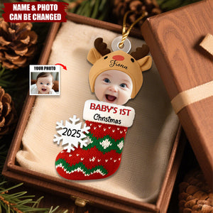Custom Photo Baby's 1ST Christmas - Personalized Acrylic Ornament