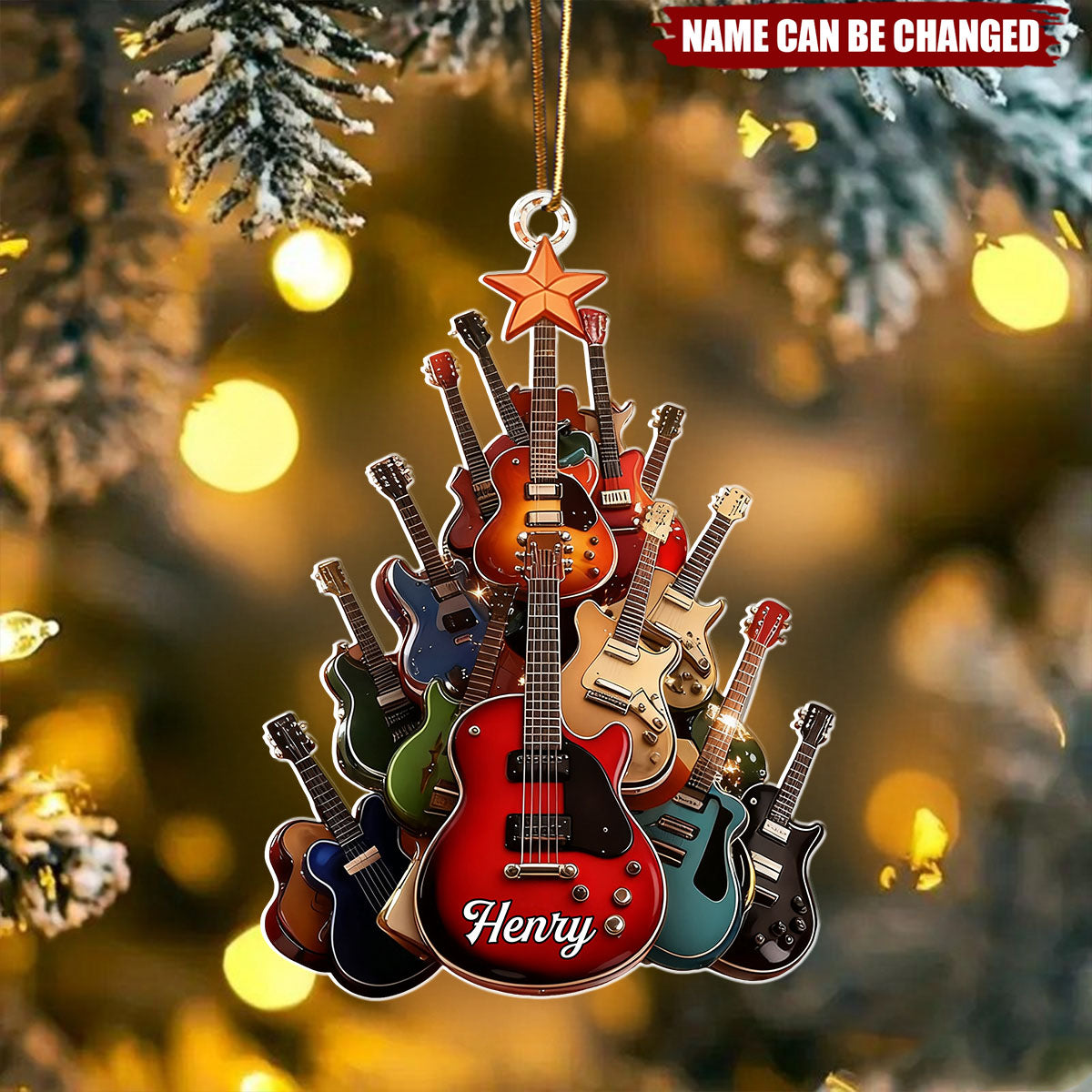 Custom Electric Guitar Tree Ornament, Personalized Musician Christmas Decor