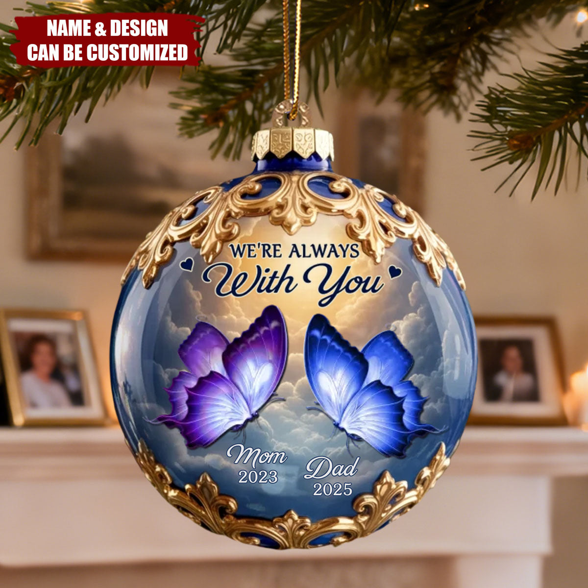 Treasured Beyond Time Personalized Acrylic Ornament, Christmas Memorial Gifts For Loss Of Mom, Dad