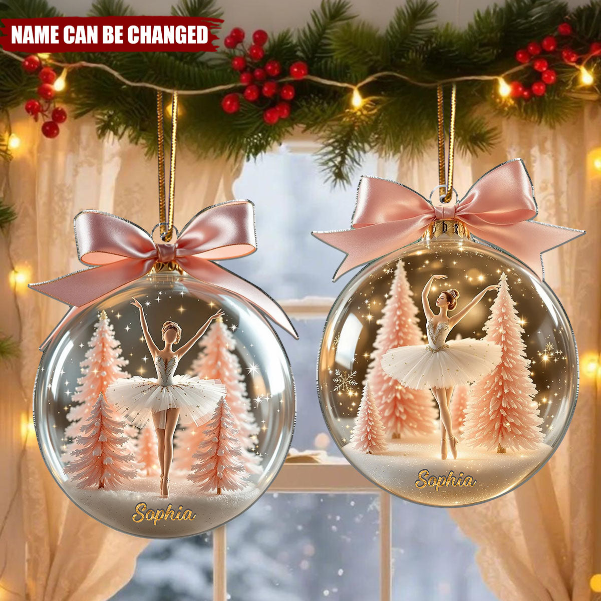 Personalized Name Ballerina Xmas Acrylic Ornament