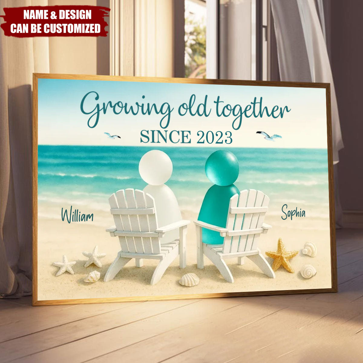 3D Sea Glass Effect Couple You & Me We Got This - Personalized Poster