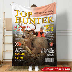 Custom Retirement Hunting Magazine Cover Personalized Blanket, Gifts for Retired Hunters