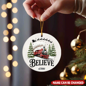 Believe North Pole Christmas Train Personalized Polar Train Ceramic Ornament