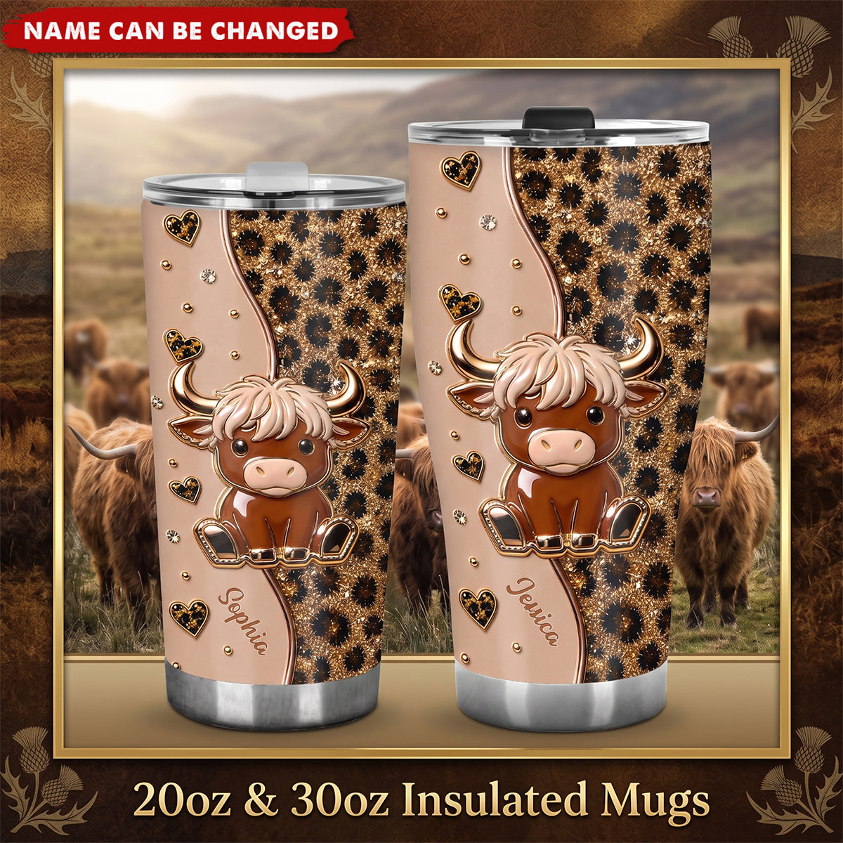 Cute Highland Cow - Personalized Highland Cow Tumbler