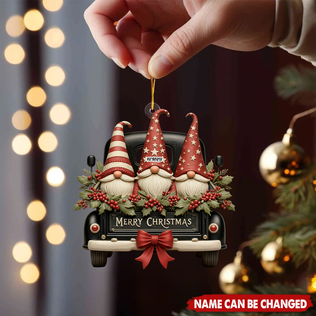 Vintage Dwarf Truck Merry Christmas Personalized Acrylic Ornament