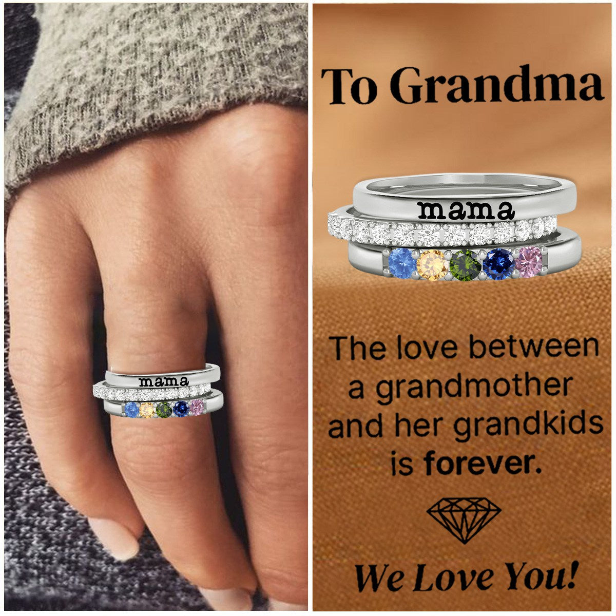 For Grandmother Custom With Grandkids' Birthstones Grandma's Ring