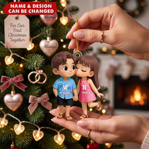 Cute Cartoon Couple Summer Vibe Personalized Acrylic Ornament