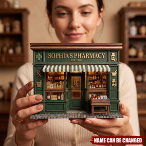 Personalized Pharmacy Store Sign, Custom Apothecary Shop Wooden Block