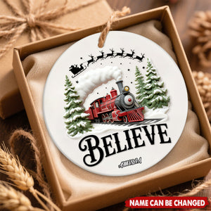 Believe North Pole Christmas Train Personalized Polar Train Ceramic Ornament