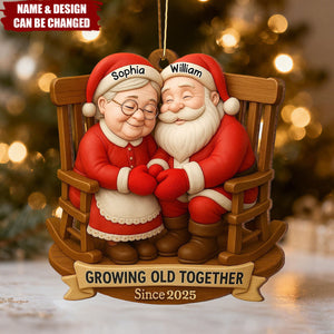 Growing Old Together, Santa Claus On Rocking Chair, Custom Wood Ornament