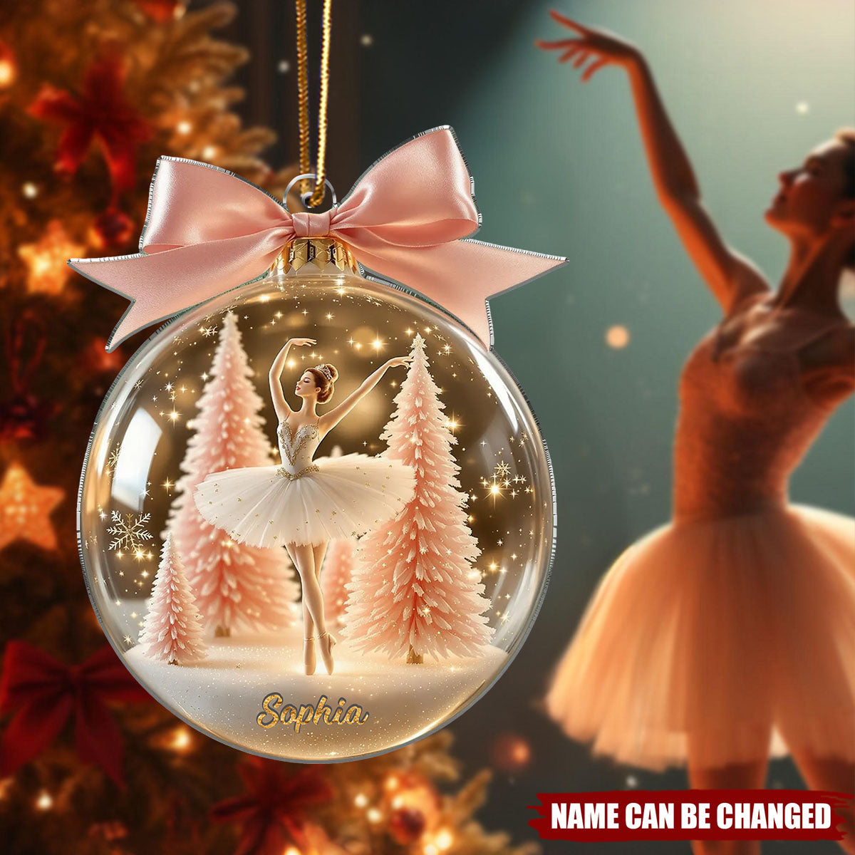 Personalized Name Ballerina Xmas Acrylic Ornament