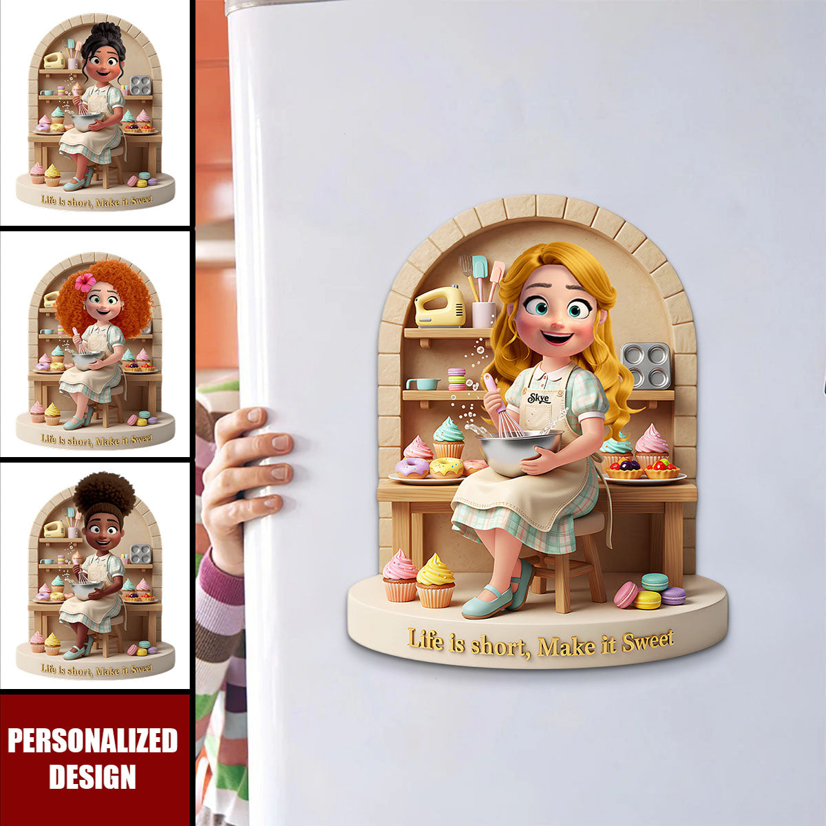 Sweet Baking Girl Fridge Magnet - Personalized Gift Cooking Lovers, Bakers