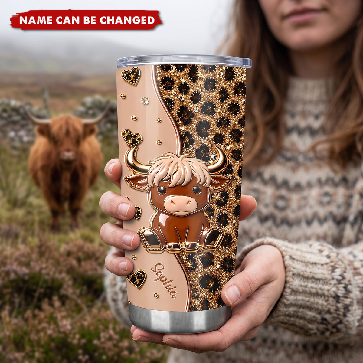 Cute Highland Cow - Personalized Highland Cow Tumbler
