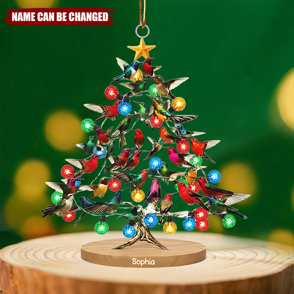 Custom Hummingbird Acrylic Ornament, Personalized Christmas Decoration