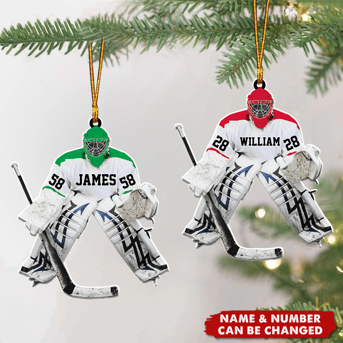 Custom Ice Hockey Acrylic Ornament, Personalized Christmas Tree Decor