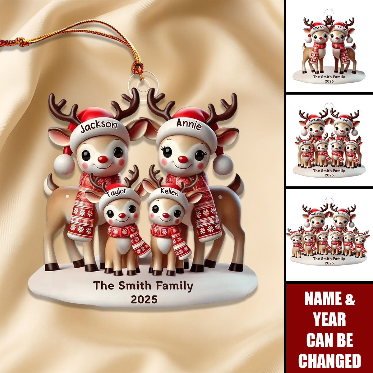 Reindeers Family Christmas Personalized Acrylic Ornament