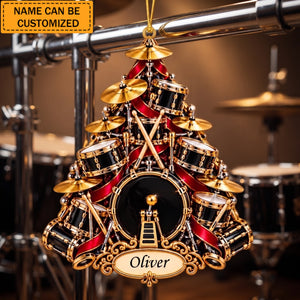 Personalized Drum Set Christmas Ornament, Custom Drummer Tree Keepsake For Band Musicians