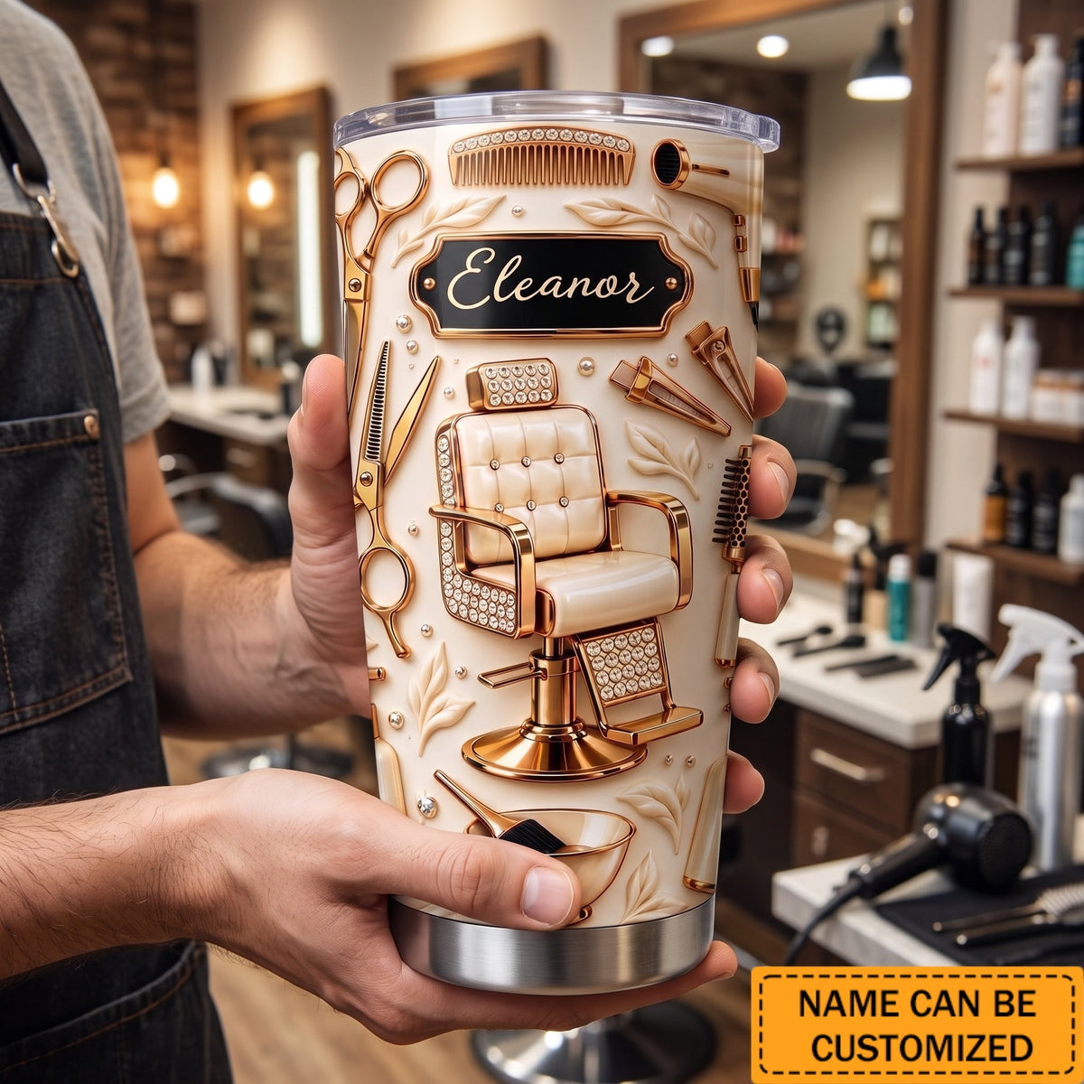 Salon Tools Design Personalized Tumbler - Custom Hair Stylist Gift for Hairdresser