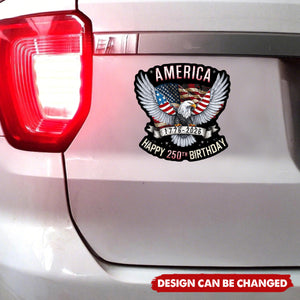 America Happy 250th USA Birthday Car Window Proud American Decal